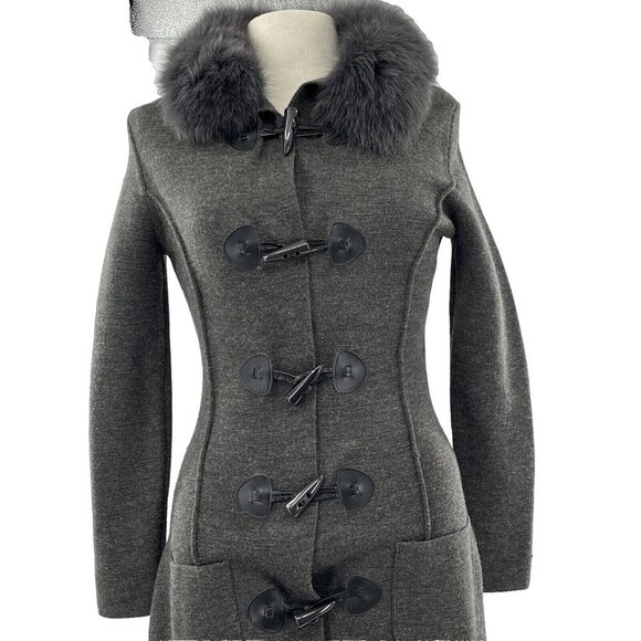 Anthropologie Pepe Peluso Women's Sweater Long Faux Fur Collar Large Wool *READ* - Picture 8 of 9